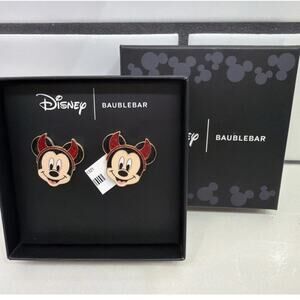 New Disney x Baublebar‎ Mickey Mouse Devil Horns Halloween Stud Earrings Sparkle